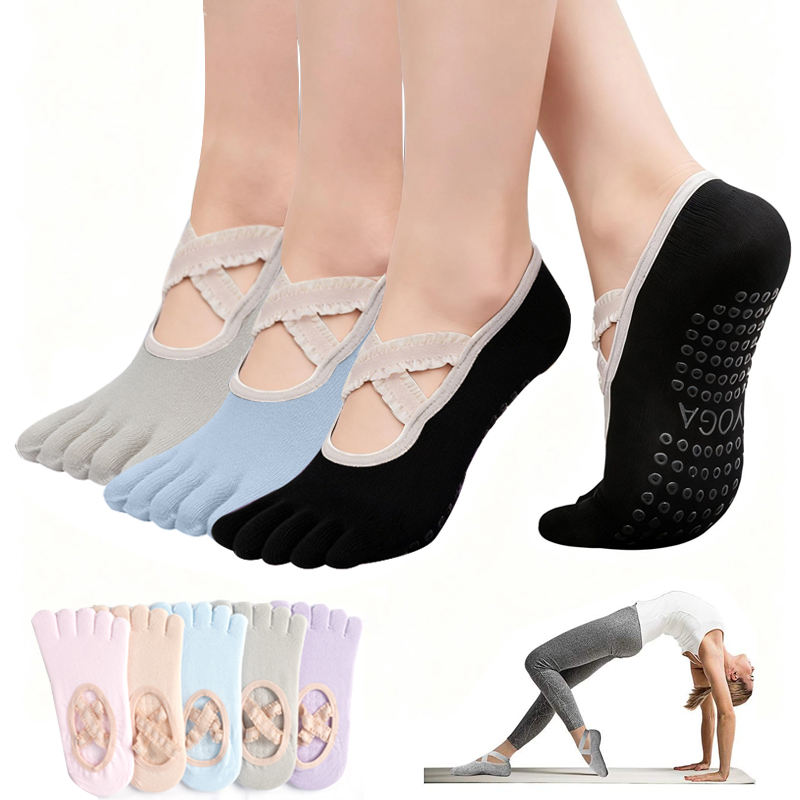 Medical Tape - Chaussettes de Pilates antidérapantes pour femmes,